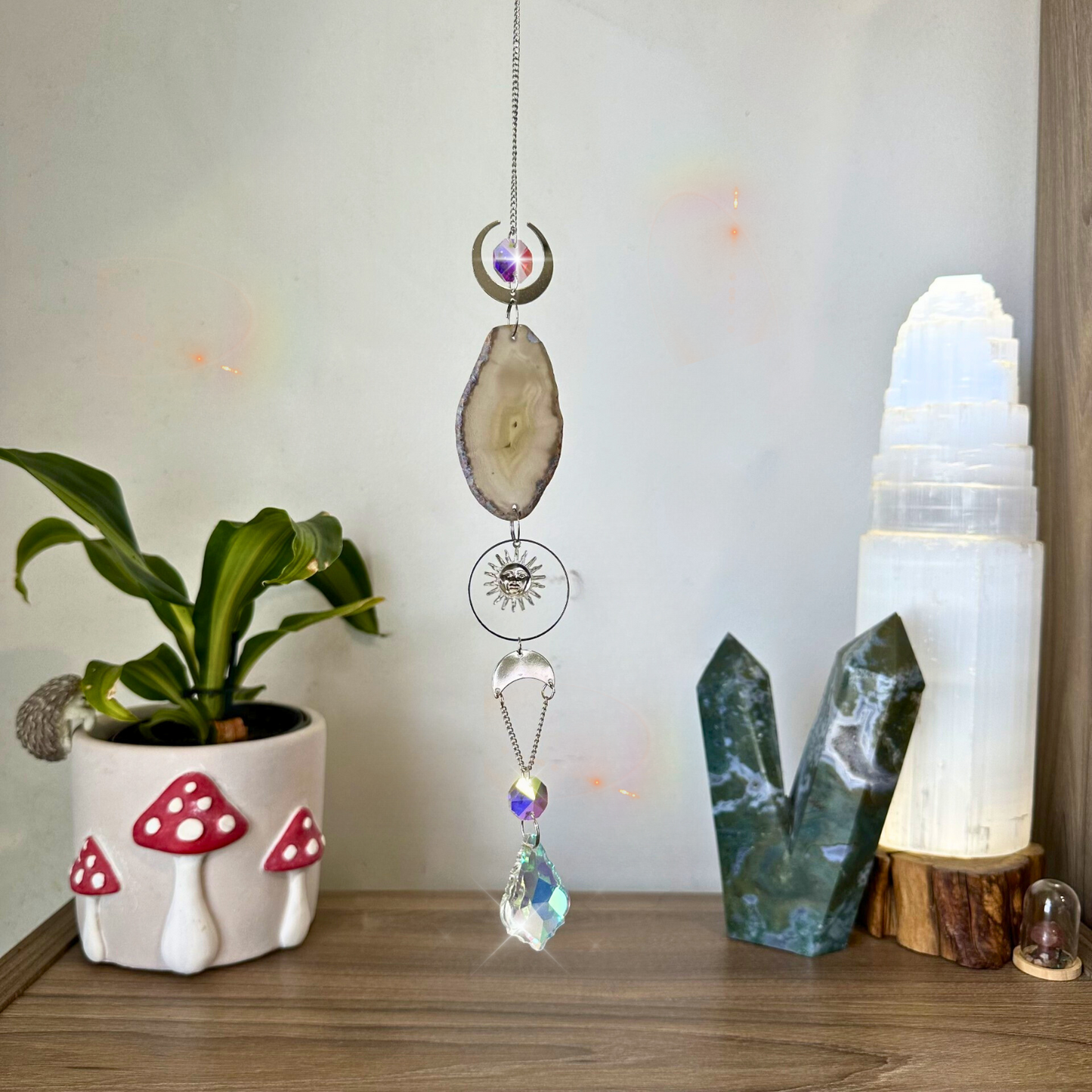 Crystal Agate Suncatchers - Silver