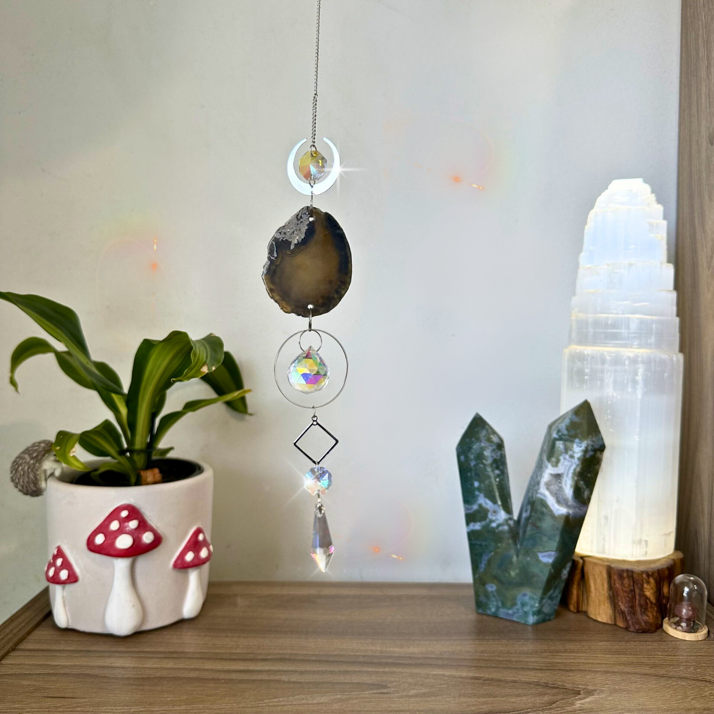 Crystal Agate Suncatchers - Silver