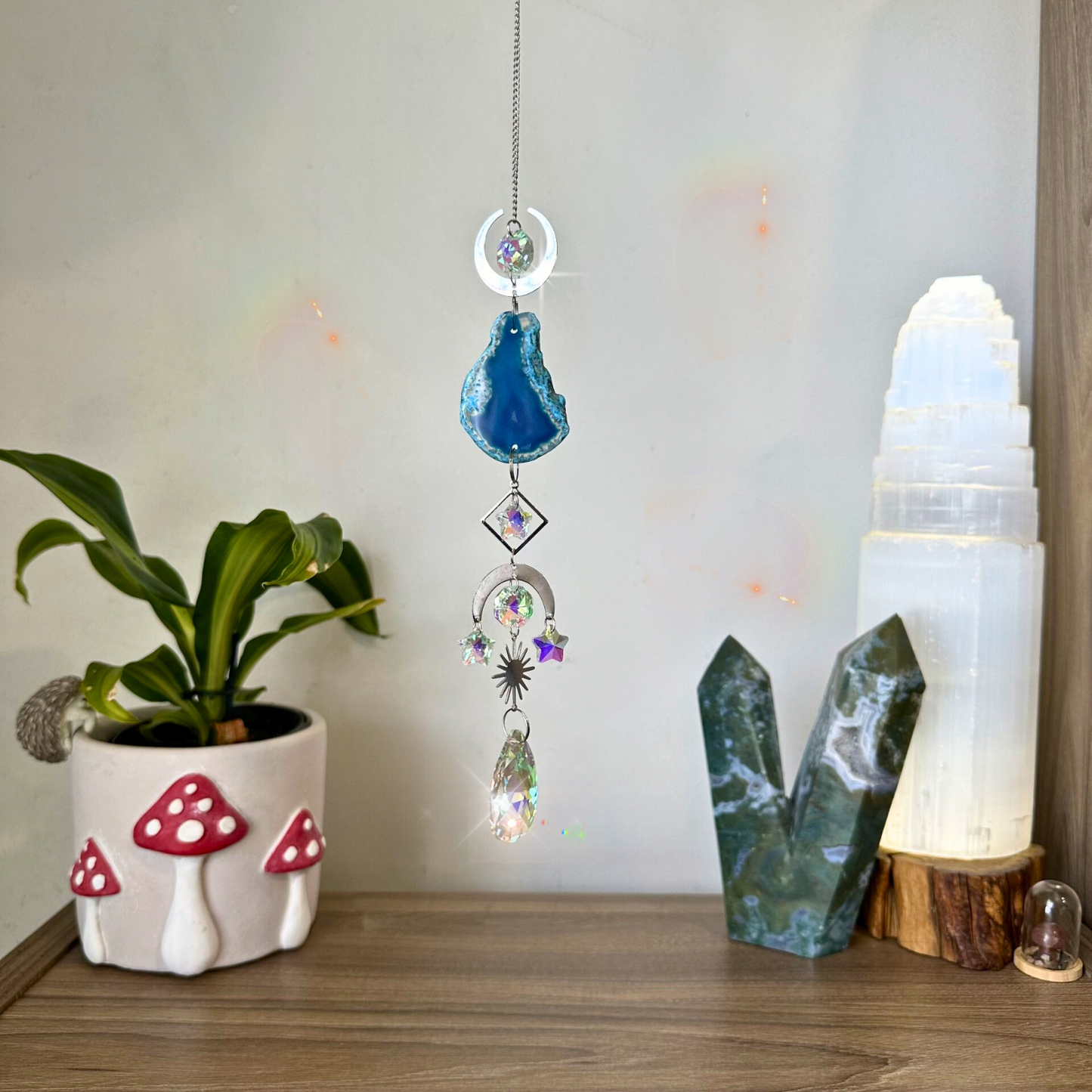 Crystal Agate Suncatchers - Silver