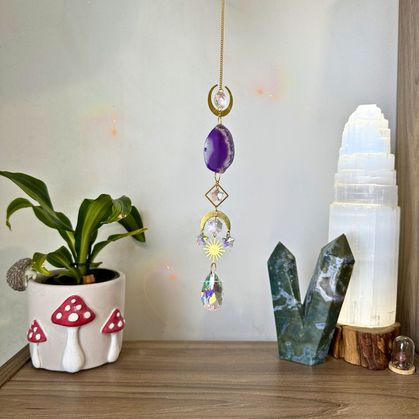 Crystal Agate Suncatchers - Gold