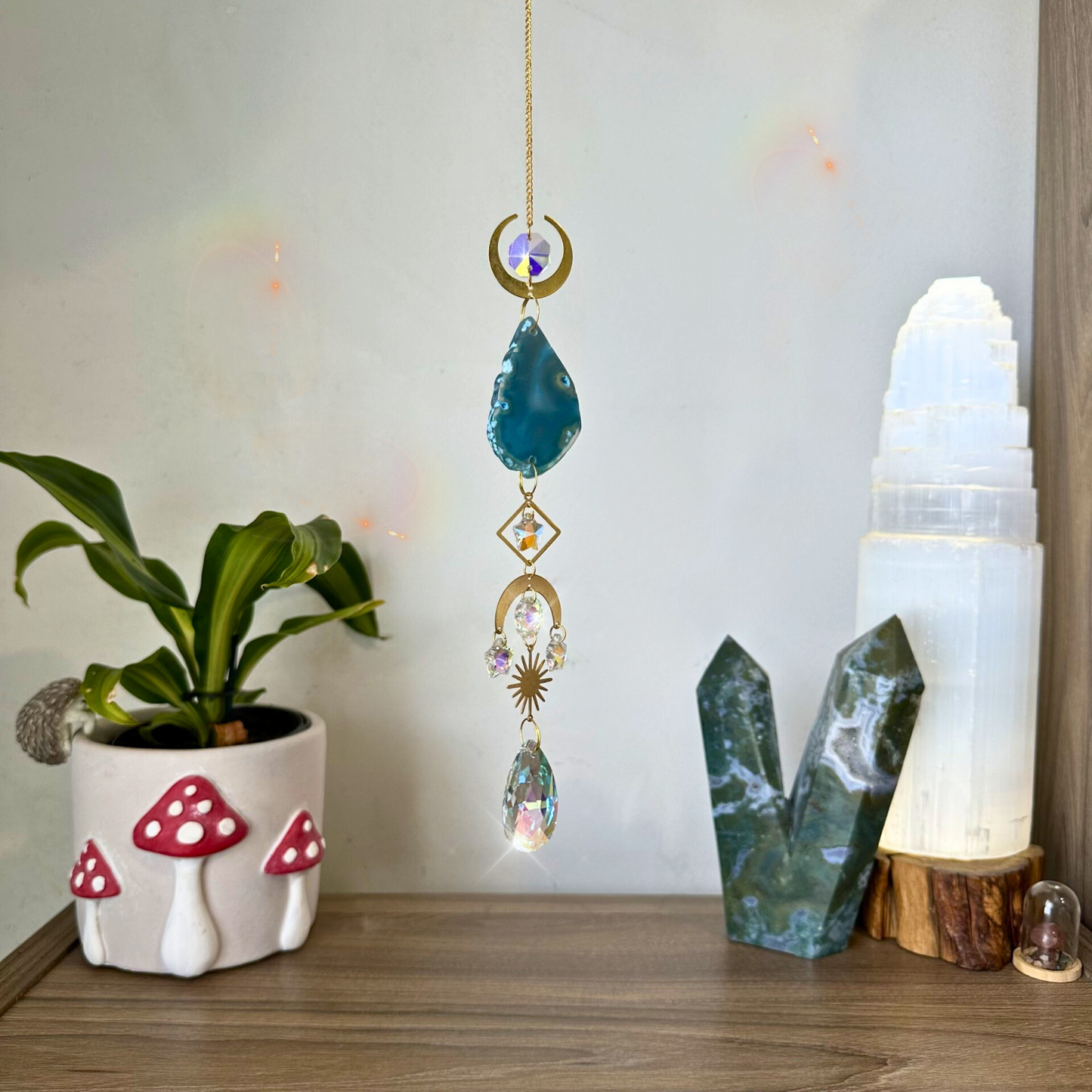 Crystal Agate Suncatchers - Gold