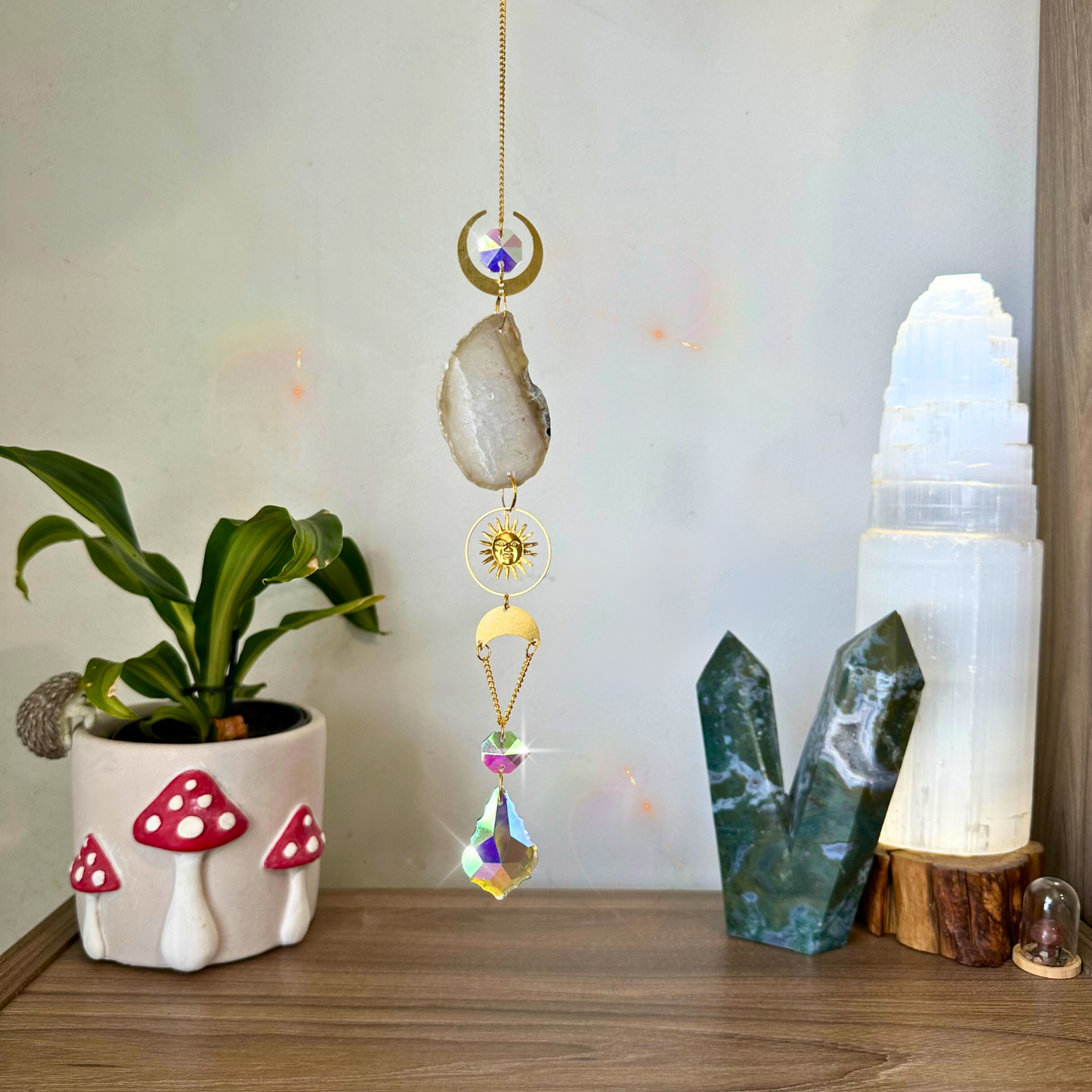 Crystal Agate Suncatchers - Gold