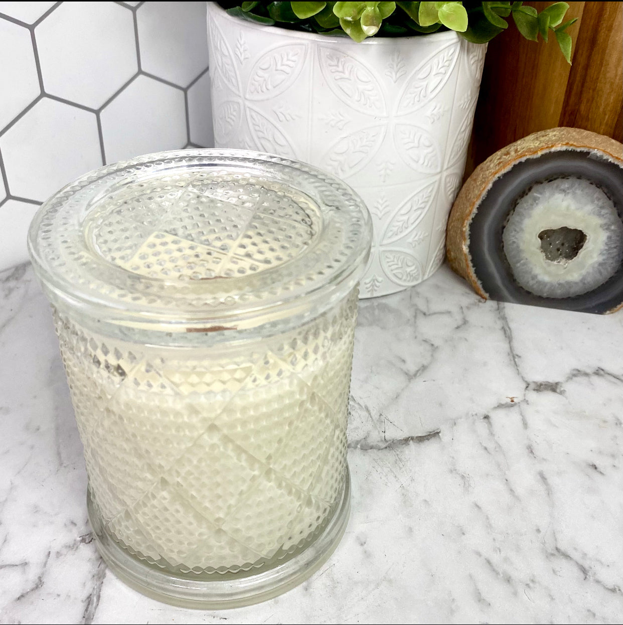 PRE-MADE Diamond Monaco Glass Jar in Clear