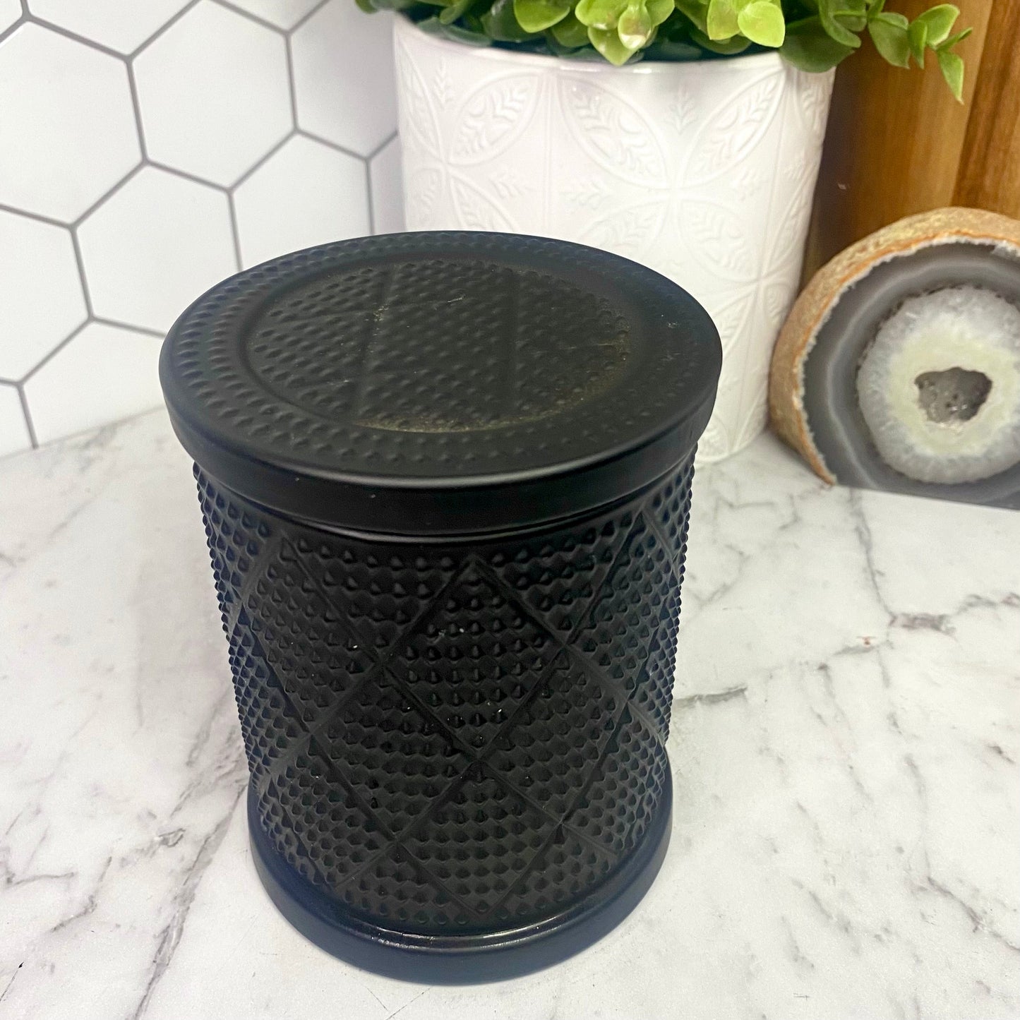 PRE-MADE Diamond Monaco Glass Jar in Matt Black